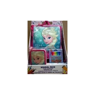  ZAINO ESTENSIBILE SCHOOL PACK FROZEN ELSA ASTUCCIO - 10 PENNE GEL