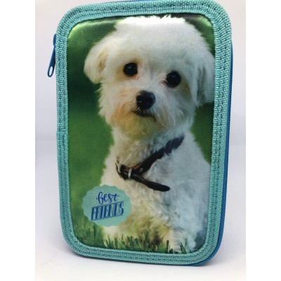 Astuccio best friends cane bianco  3 zip