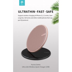 Caricabatterie Aurora wireless ultrasottile 15 Watt Rosa