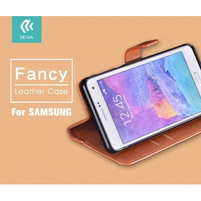 Cover a Libro in Pelle Marrone Fancy per Samsung J5 2016