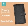 Cover a Libro in Pelle Nera Fancy per Samsung J7 2016